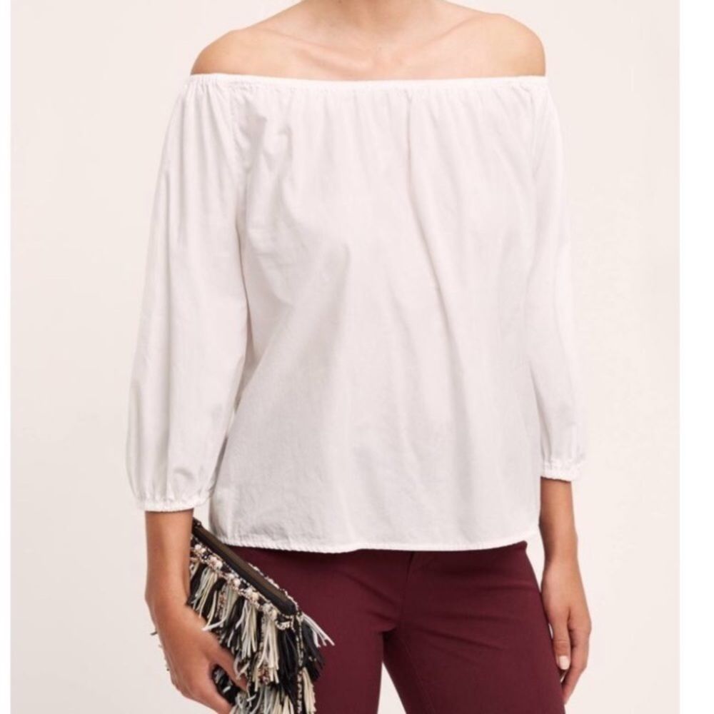 NWT Anthropology  Off shoulder White Top